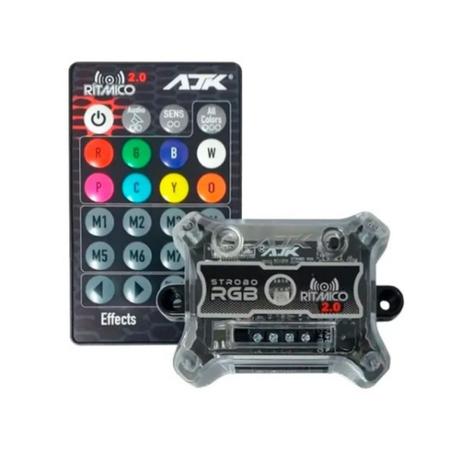 Imagem de Kit Strobo Ajk Rgb Ritmico 2.0 1 Central 1 Controle 2 Strobo