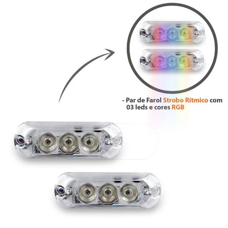 4 Strobo Automotivo Carro Ajk 4 Faróis Rgb Com Controle Novo