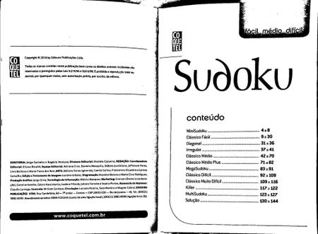 Kit Com 18 Revistas Sudoku- Muito Difícil - Letras E Números - Edicase  Publicacoes - Outros Livros - Magazine Luiza