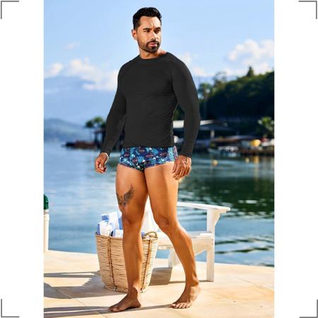 Kit Sunga Tradicional Boxer Camisa Proteção Malha Fria Natação Segunda Pele Compressão Manga Longa Masculina Uv 50+ Praia Piscina Surf - SIGMA Imagem de Kit Sunga Tradicional Boxer Camisa Proteção Malha Fria Natação Segunda Pele Compressão Manga Longa Masculina Uv 50+ Praia Piscina Surf