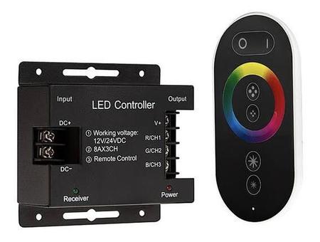 Imagem de KIT Super Controle RGB Touch 2.4G Fita LED Luminária Piscina RF 12V 24V 250W