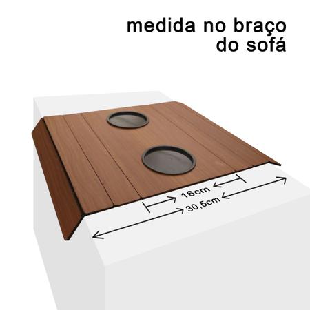 Imagem de Kit Suporte Porta Copos E Controle Para Braço Sofá - Ipê