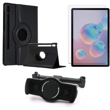 Imagem de Kit Suporte Tablet Carro Galaxy Tab S6 10.5' T865 + Película Vidro +Capa Giratória - Armyshield