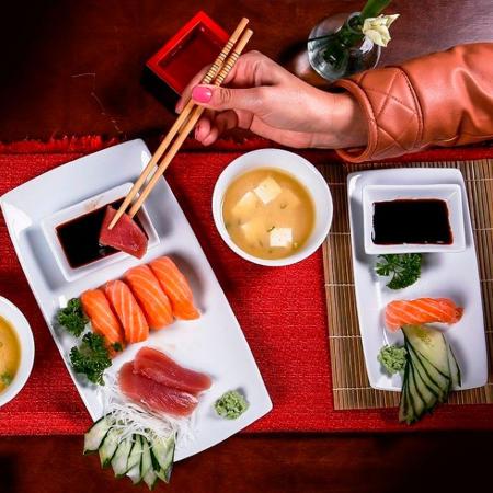 Kit jogo jantar japones sushi 4 pessoas branco 12 pecas
