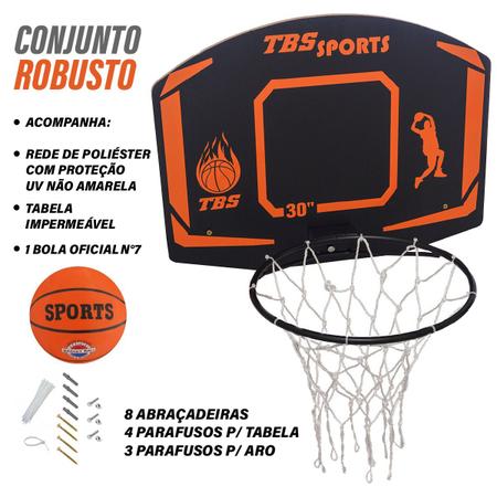 Kit Tabela Aro Rede Basquete + Bola Oficial 7 + Mini Bola 5