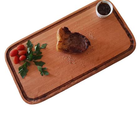 Imagem de Kit Tabua De Carne Frios Madeira Maciça + Gamela Petisqueira oval Para Frios Artesanal