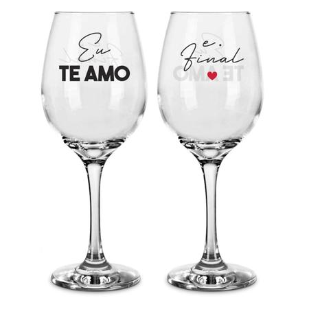 Imagem de Kit Taças De Vinho Em Vidro Personalizada Presente Dia Namorados Criativo