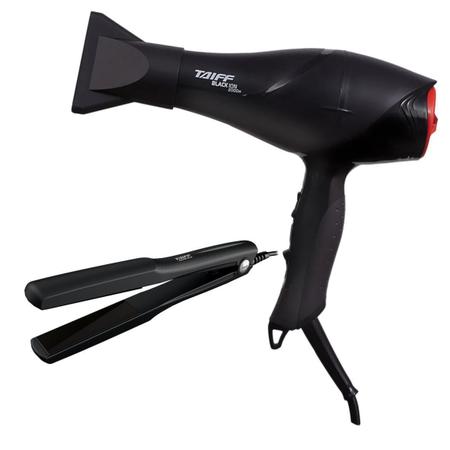 Imagem de KIT TAIFF - SECADOR CABELO PROF. BLACK ION 2000W 127V + PRANCHA CERAMIC 180ºC