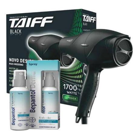 Imagem de Kit taiff secador profissional new black 1900w - 127v + bepantol derma spray 50ml