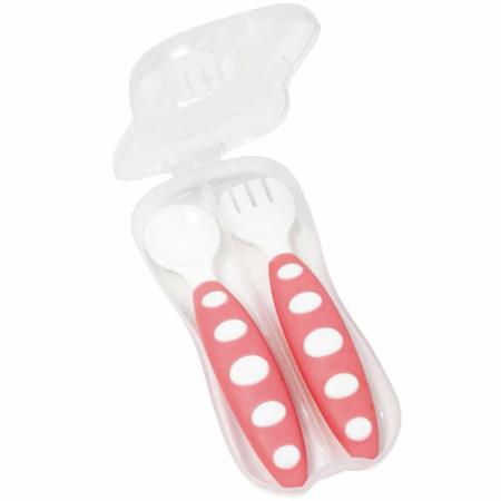 Kit Talher com Estojo para Bebê - Colher e Garfo - Rosa - Buba - Buba Toys Imagem de Kit Talher com Estojo para Bebê - Colher e Garfo - Rosa - Buba