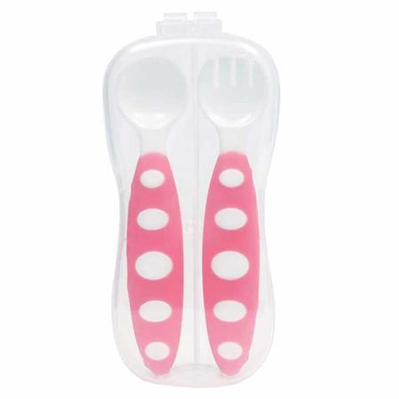 Kit Talher com Estojo para Bebê - Colher e Garfo - Rosa - Buba - Buba Toys Imagem de Kit Talher com Estojo para Bebê - Colher e Garfo - Rosa - Buba