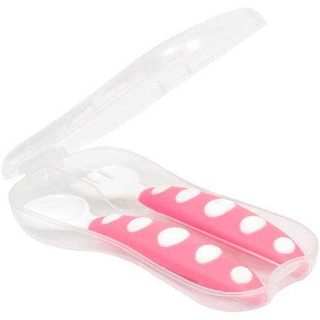 Kit Talher com Estojo para Bebê - Colher e Garfo - Rosa - Buba - Buba Toys Imagem de Kit Talher com Estojo para Bebê - Colher e Garfo - Rosa - Buba