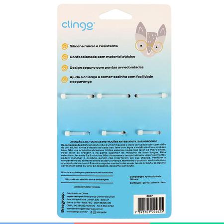 Kit Talher Infantil Garfo Faca Colher Clingo