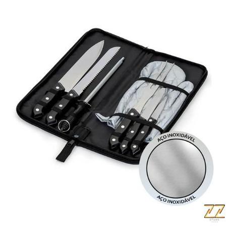 Imagem de Kit Talheres Churrasco Com 7 Peças Inox + Maleta de Alumínio 12071