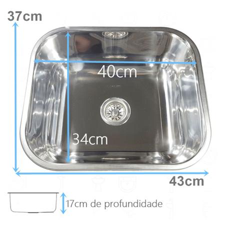 Imagem de Kit Tanque 40x34x20cm Inox 304 + Cuba 40x34x17cm Inox 430