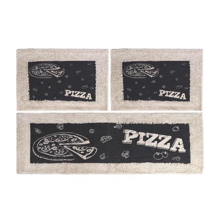 Imagem de Kit Tapete de Cozinha Algodão Cru 3 Peças Pizza Ornare