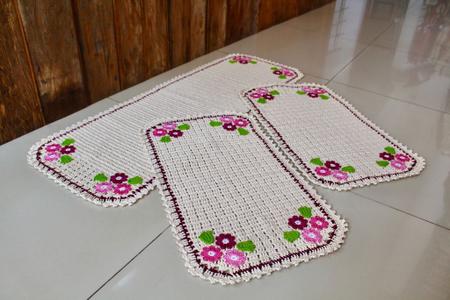 Jogo de Banheiro Floral Kit 3 Peças - Crochê Maria Veronez