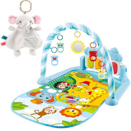 Imagem de Kit Tapete Infantil Musica Azul + Naninha Anti Alergica 30cm