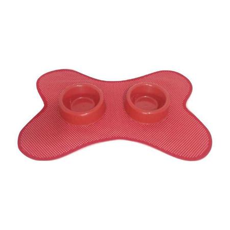 Kit Tapete Vermelho Poá + Comedouro/Bebedouro Duplo Vermelho - Nica pet Imagem de Kit Tapete Vermelho Poá + Comedouro/Bebedouro Duplo Vermelho