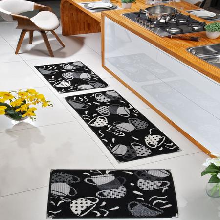 Imagem de Kit tapetes para cozinha andino lancer 3 peças - ka-35 pto