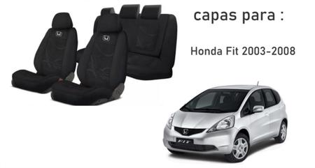 Imagem de Kit Tecido Personalizado Assentos Capas Estofado Honda Fit 03-08 + Volante + Chaveiro