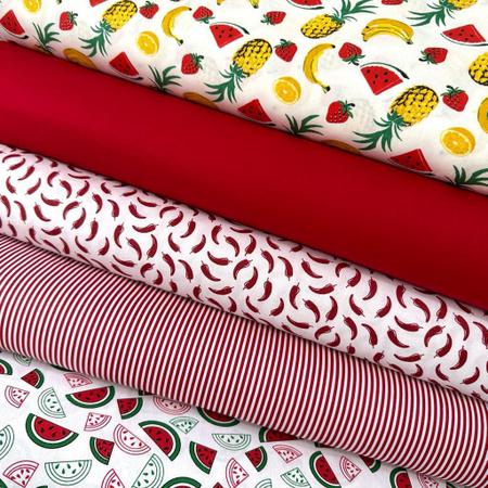 Kit de Tecido Tricoline Estampa Cozinha - Kit com 5 cortes de tecidos 70cm  x 1,50mt - Loja Lider Tecidos