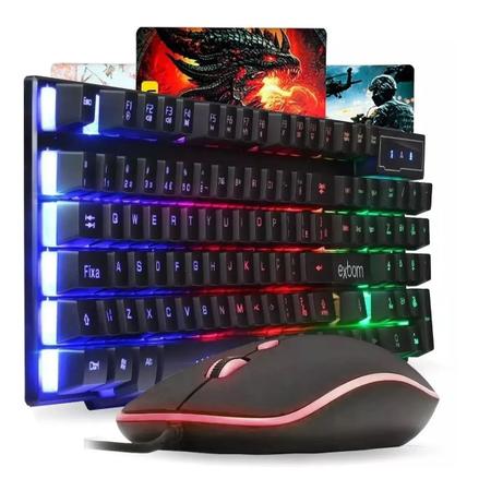 Imagem de Kit Teclado C/mouse Game Led Rgb Bk-g550 Exbom