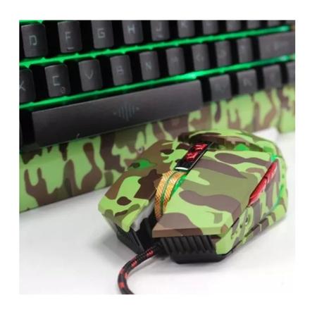 Imagem de Kit Teclado e Mouse Com Fio e Led Camuflado Verde Xtrad HK-8400