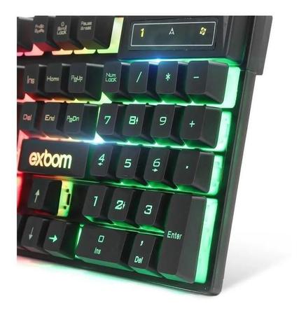 Imagem de Kit Teclado e Mouse Gamer Exbom BK-G550 Preto RGB 2400 DPI