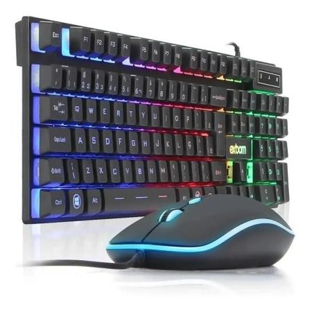 Imagem de Kit Teclado E Mouse Gamer Usb Exbom Bk-G550 Led Rgb