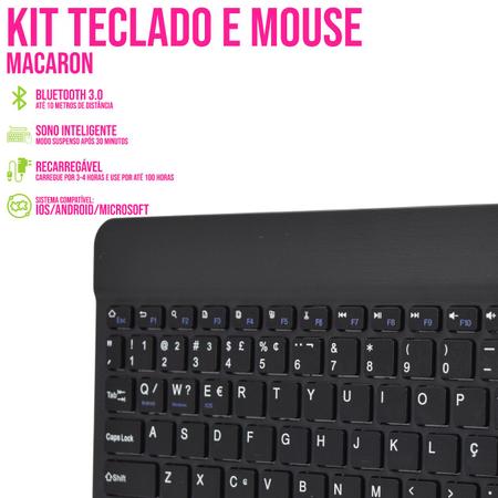 Imagem de Kit Teclado e Mouse Macaron 10" Sem Fio PC Gamer Wireless