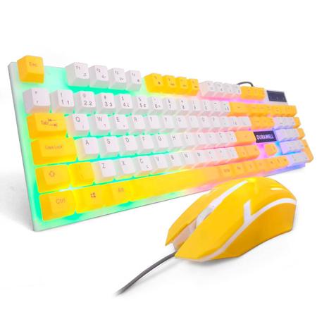 Imagem de Kit Teclado E Mouse Profissional Gamer Led Rgb Dw-450 Amarel