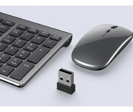 Imagem de Kit Teclado e Mouse Sem fio 2,4G Recarregável Digitação Silenciosa e Confortável