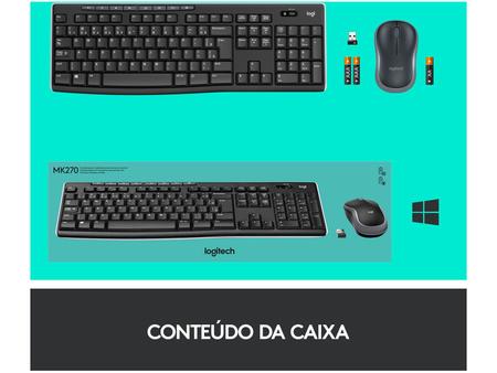 Imagem de Kit Teclado e Mouse Sem Fio Logitech MK270