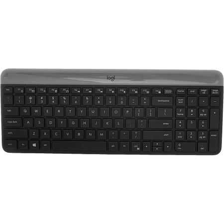 Imagem de Kit Teclado E Mouse Sem Fio Logitech Mk470 Slim Preto Cinza