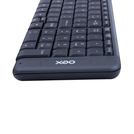 Imagem de Kit Teclado e Mouse Sem Fio Wireless Blend Slim, Oex TM-404, 10 Metros, Preto