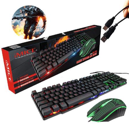 Imagem de Kit Teclado Mais Mouse Gamer Luz Leds Coloridos Mais Rápidez E Conforto Km680