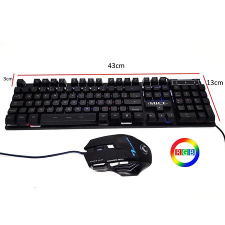 Imagem de Kit Teclado Mouse Gamer Com Fio LED Luz de Fundo RGB Para Jogos PC NA300