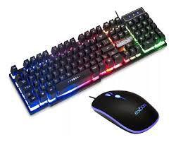 Imagem de Kit teclado mouse gamer computador usb abnt2 led pto bk-g550