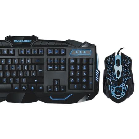 Imagem de Kit Teclado Mouse Gamer Multimídia Usb Abnt2 Iluminado Led Multilaser TC195 Preto