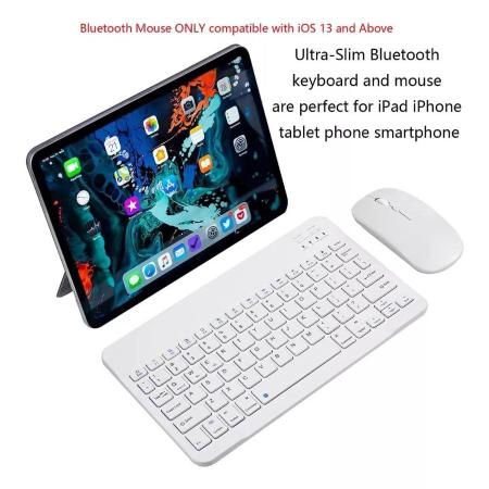 Imagem de Kit Teclado Mouse Sem Fio Bluetooth P/ Tablet Notebook Colorido Portátil Moderno