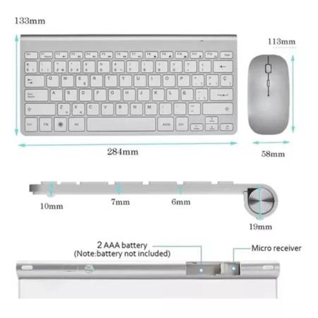 Imagem de Kit Teclado Mouse Wireless iPad Android Phone Smartv Nf Compacto