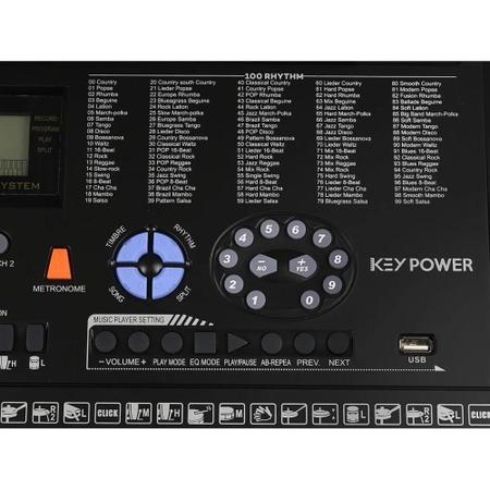 Kit Teclado Musical Profissional KeyPower Kp300 usb suporte - Loja