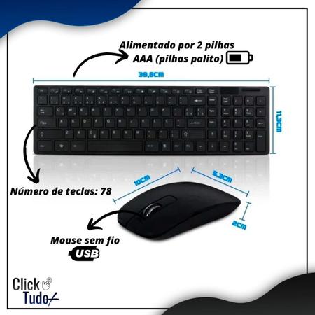 Kit Teclado Slim e Mouse Sem Fio Wireless Para Computador Notebook Usb -  Online - Kit Teclado e Mouse - Magazine Luiza