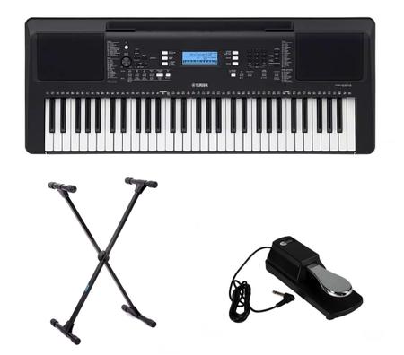 Teclado Yamaha PSR E473 5/8 + Suporte X+ Pedal Cherub +Fonte