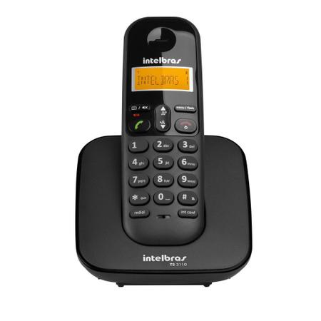 Imagem de Kit Telefone Sem Fio TS 3110 Intelbras Com 3 Ramal extensão Preto Data Hora Alarme Despertador