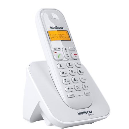Imagem de Kit Telefone Sem Fio TS 3110 Intelbras Com 6 Ramal extensão Branco Data Hora Alarme Despertador