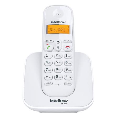 Imagem de Kit Telefone Sem Fio TS 3110 Intelbras Com 6 Ramal extensão Branco Data Hora Alarme Despertador