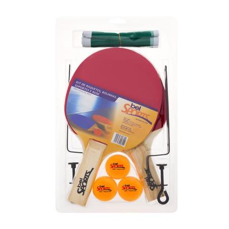 Imagem de Kit tenis de mesa com 2 raquetes suporte e rede 3 bolinhas