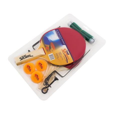 Imagem de Kit tenis de mesa com 2 raquetes suporte e rede 3 bolinhas